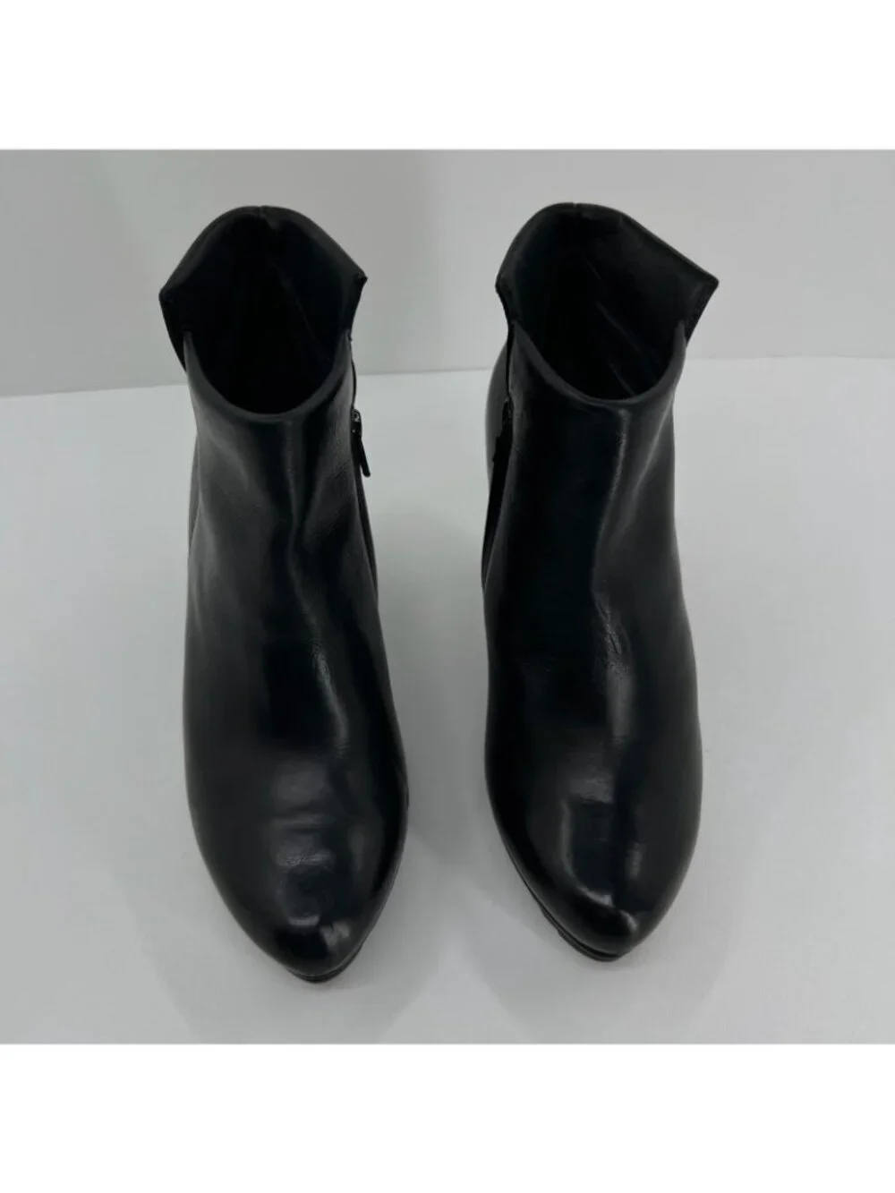Paul Green 3204 Platform Ankle Boots Womens 8.5 Side Zip High Heel Leather Black